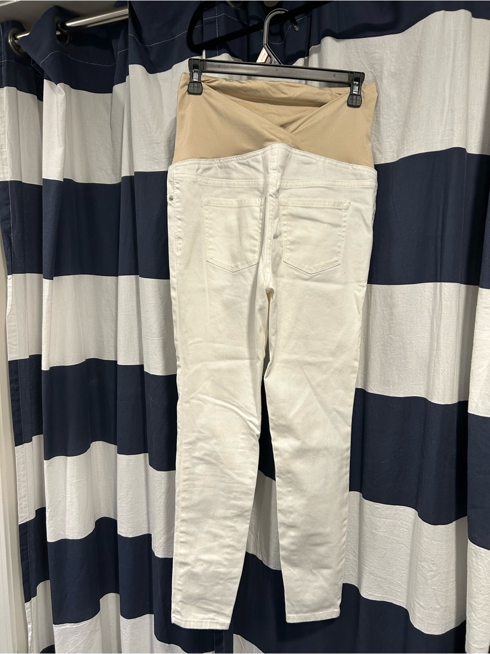 Isabel Maternity by Ingrid & Isabel White Skinny Jeans with Tan Waistband